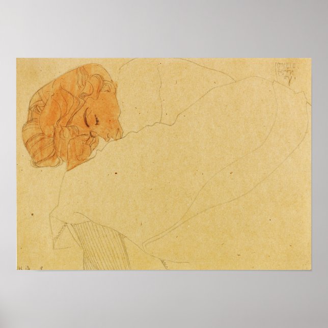 Schiele - Sleeping Girl 1908 Poster (Framsidan)