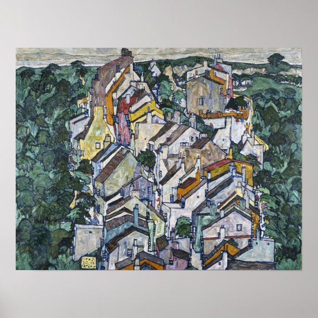 Schiele - Stad bland grönska (Den gamla staden) Poster (Framsidan)
