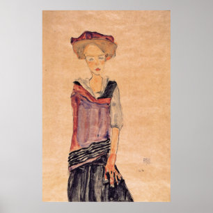 Schiele - Stående flicka 1910 Poster