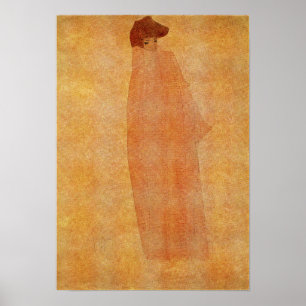 Schiele - stående kvinna med en lång mantel poster