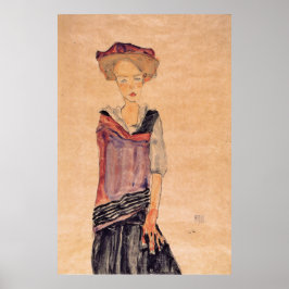 Schiele - Stängande flicka 1910 Poster