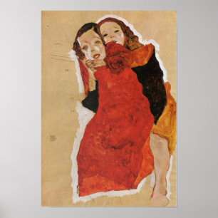 Schiele - Två flickor Poster