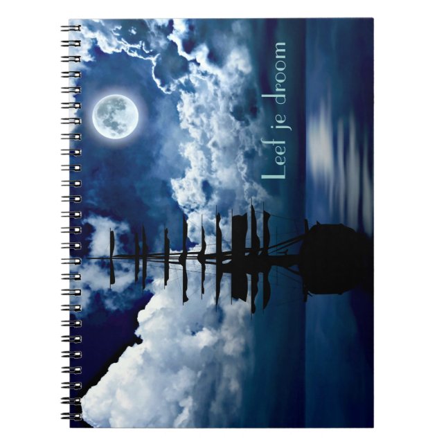 Schiff bei Vollmond Notebook Anteckningsbok (Framsidan)