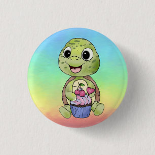 Schildkröte mit Muffin Button Knapp