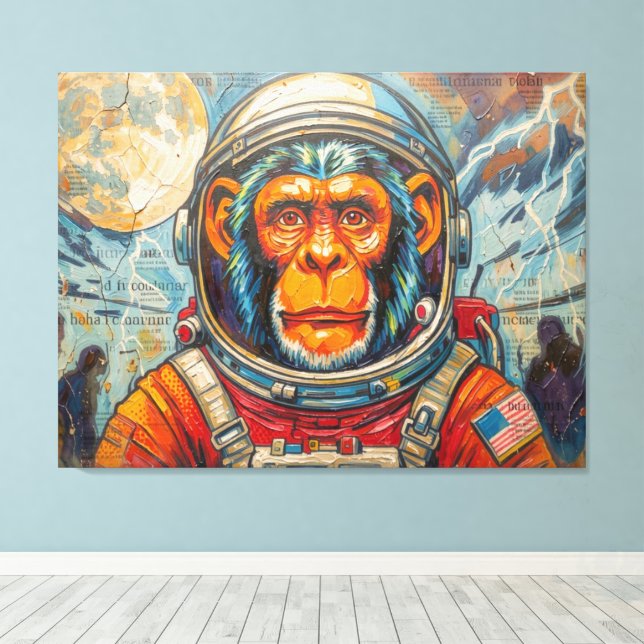 SCHIMPANS ASTRONAUT-HEMKOMST CANVASTRYCK (Insitu (trägolv))