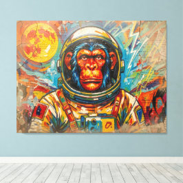 SCHIMPANS ASTRONAUT KOMMER HEM-2 CANVASTRYCK