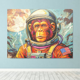 SCHIMPANS ASTRONAUT KOMMER HEM-3 CANVASTRYCK