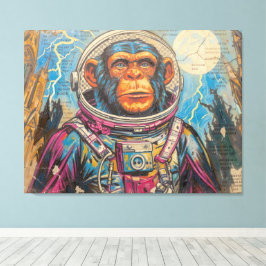SCHIMPANS ASTRONAUT KOMMER HEM-5 CANVASTRYCK