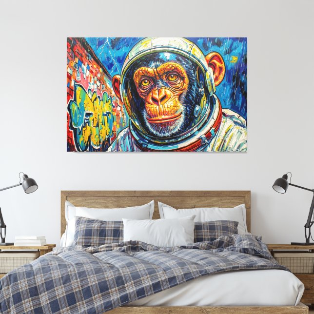 SCHIMPANS-ASTRONAUT KOMMER HEM CANVASTRYCK (Insitu (sovrum))