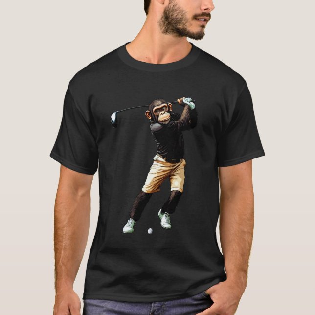 Schimpans Golfare Golf Schimpans T Shirt (Framsida)