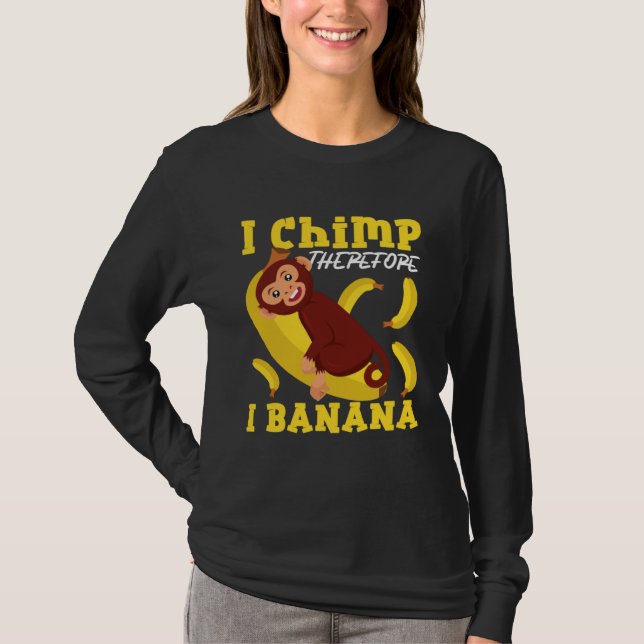 Schimpans Jag schimpansar alltså jag banan T Shirt (Framsida)