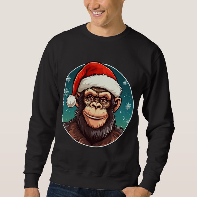 Schimpans jul lång ärmad tröja (Framsida)