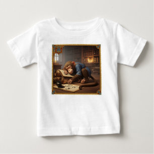 Schimpans med lärdom som sover på antika skriftrul t shirt