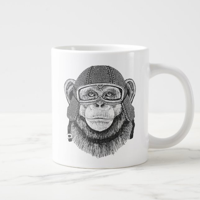 Schimpans Motorcykelförare Jumbo Mugg (Höger)