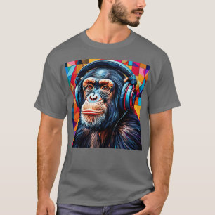 Schimpans som bär hörlurar t shirt