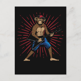 Schimpans som spelar elgitarr Musikälskare Vykort