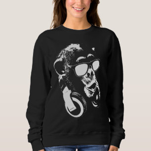 Schimpansapa med hörlurar och solglasögon t shirt