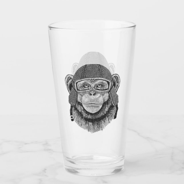 Schimpansmotorcykelryttare Glaskopp (Framsida)