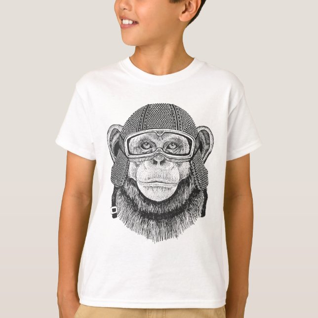 Schimpansmotorcykelryttare T Shirt (Framsida)