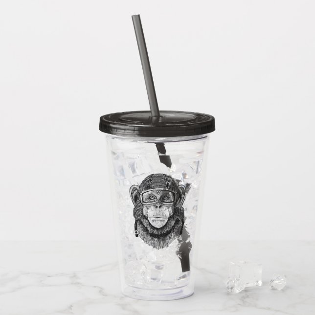 Schimpansmotorcykelryttare Take Away Mugg (Framsida Ice)