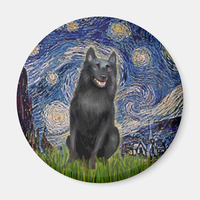 Schipperke 5 - Stjärnkväll Magnet (Framsidan)