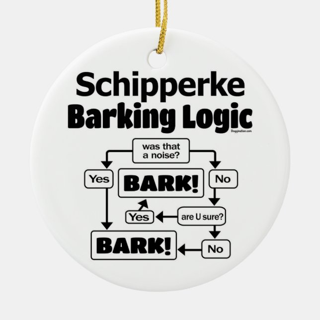 Schipperke Barking Logic Julgransprydnad Keramik (Framsidan)