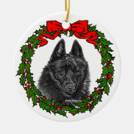 Schipperke Hund Art by Glenda S. Harlan Julgransprydnad Keramik