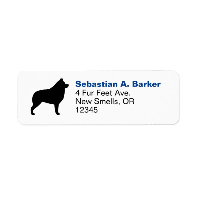 Schipperke Hund aveln Silhouette Returadress Returadress Etikett (Framsidan)