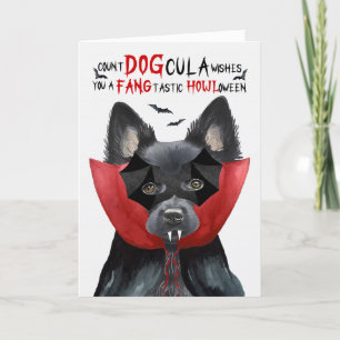 Schipperke Hund Funny Count DOGcula Halloween Helgkort