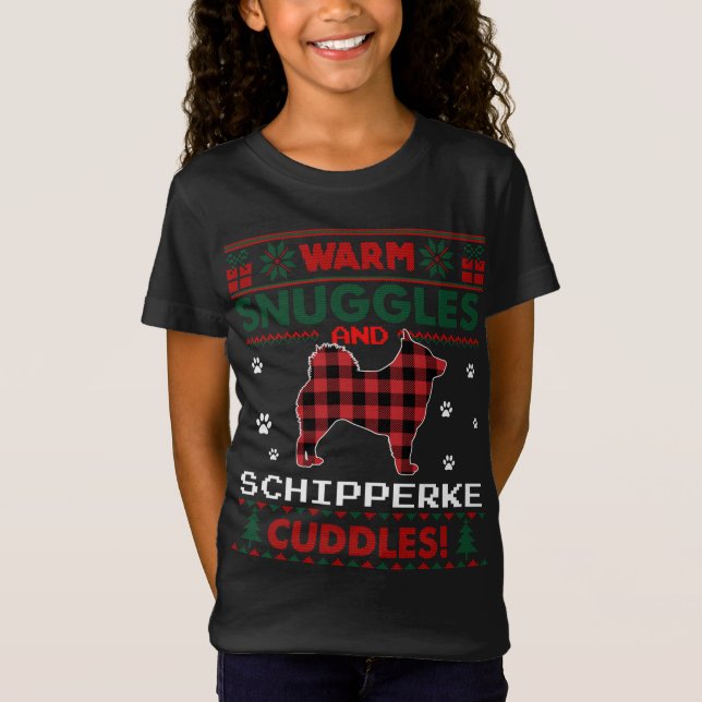 Schipperke Hund jul Pajama Ugly jul Swe T Shirt (Framsida)