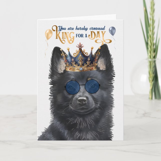 Schipperke Hund Kung för dag Funny Birthday Kort (Framsida)