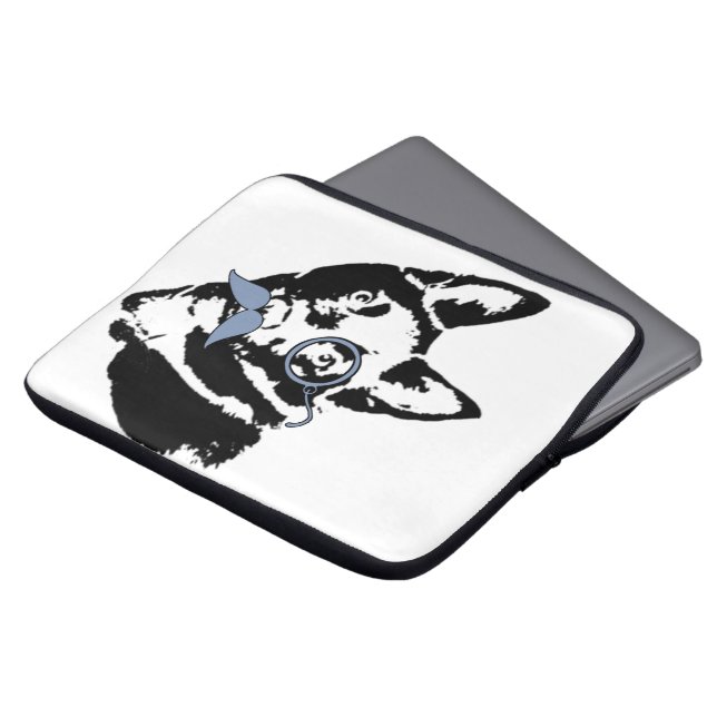 Schipperke Hund med Mustache Laptop Sleeve (Framsida topp)
