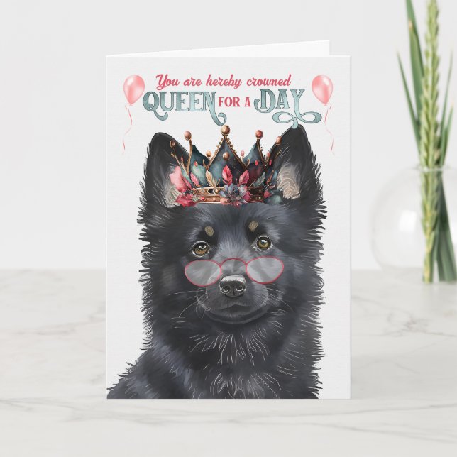 Schipperke Hund Queen Day Funny Birthday Kort (Framsida)