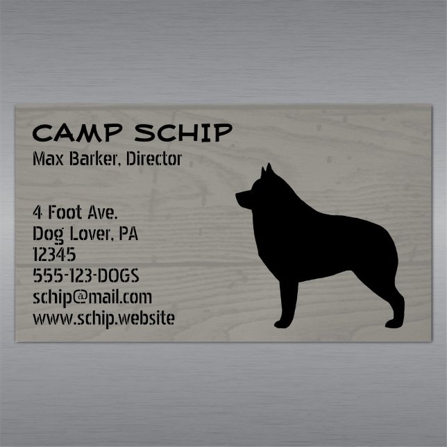 Schipperke Hund Silhouette Faux Wood Grain Visitkortmagnet (Skapare uppladdad)