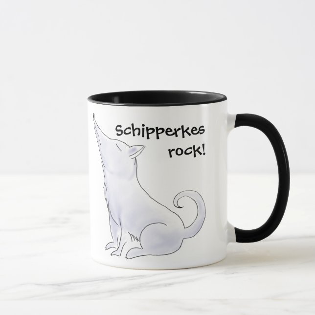 Schipperke Hund Tecknad Coffee Tea Mugg (Höger)