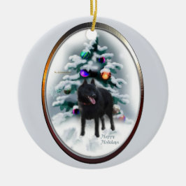 Schipperke Julgran Ornaments Julgransprydnad Keramik