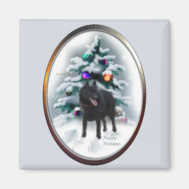 Schipperke-julklappar Magnet (Framsidan)