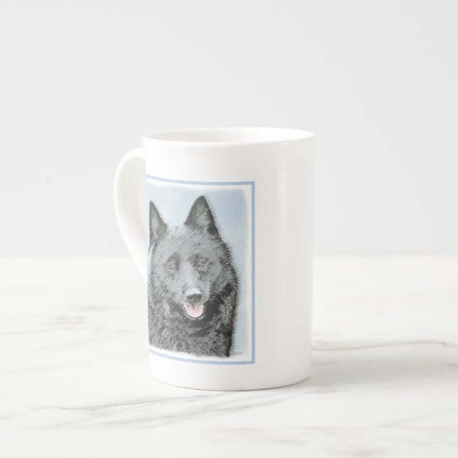 Schipperke-målning - Söt originell hundkonst Benporslin Mugg (Framsida vänster)
