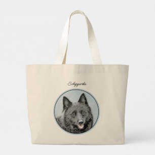 Schipperke Painting Black Cute Original Hund Art Jumbo Tygkasse
