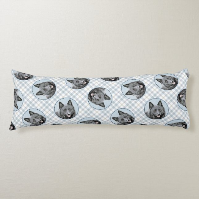 Schipperke Painting Black Cute Original Hund Art Kroppskudde (Framsidan)