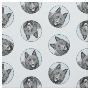 Schipperke Painting Black Cute Original Hund Art Tyg