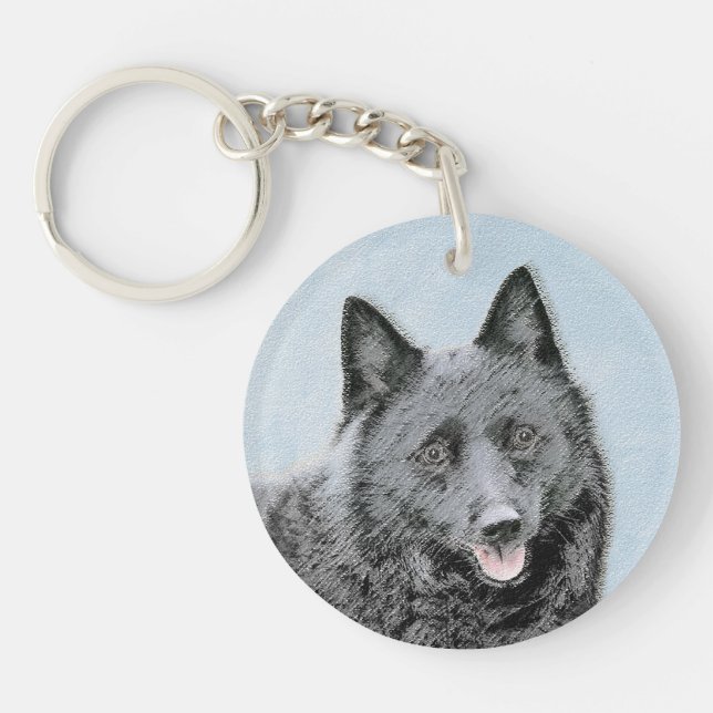 Schipperke Painting - Cute Original Hund Art (Framsidan)