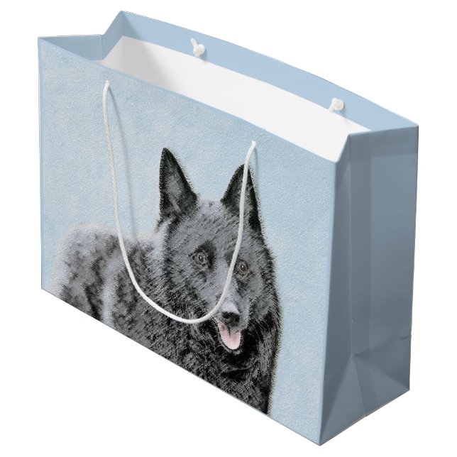 Schipperke Painting - Cute Original Hund Art (Baksidan Vinklad)