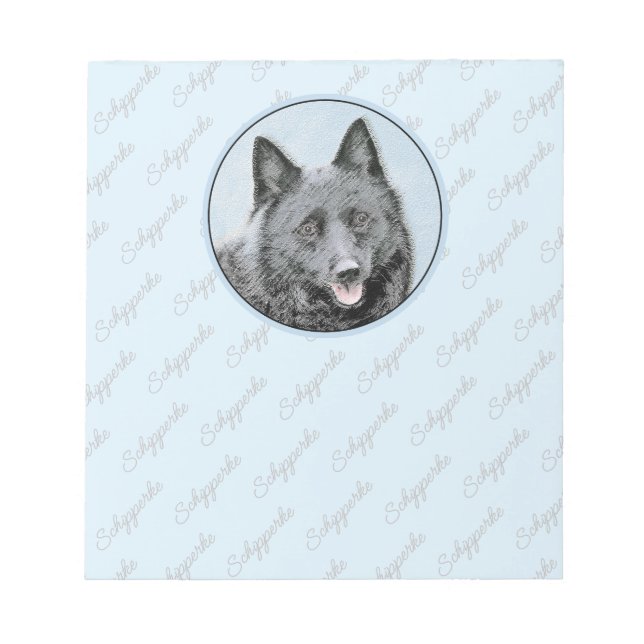 Schipperke Painting - Cute Original Hund Art Anteckningsblock (Framsida)