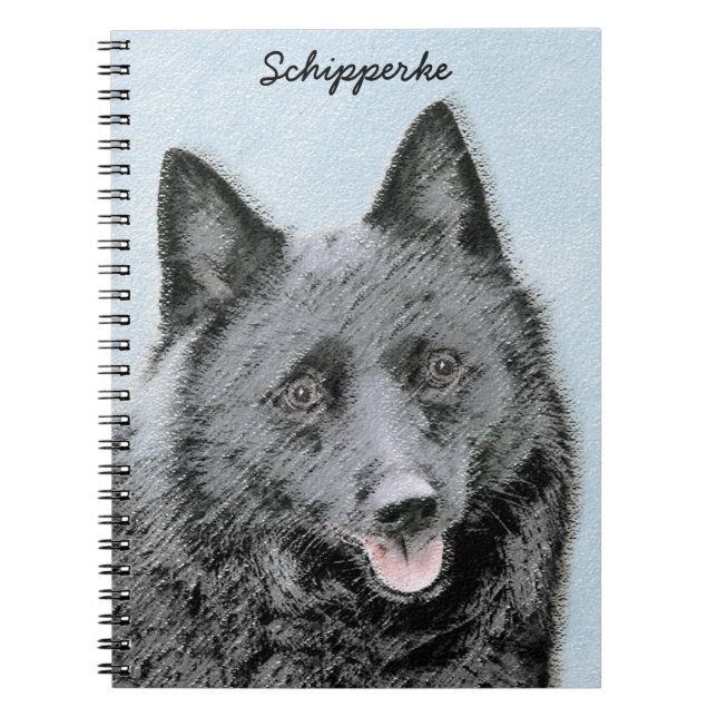 Schipperke Painting - Cute Original Hund Art Anteckningsbok (Framsidan)