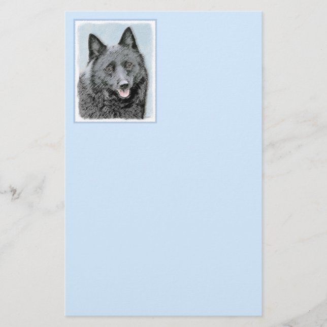 Schipperke Painting - Cute Original Hund Art Brevpapper (Framsida)