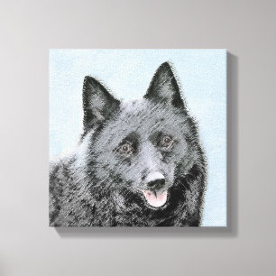 Schipperke Painting - Cute Original Hund Art Canvastryck