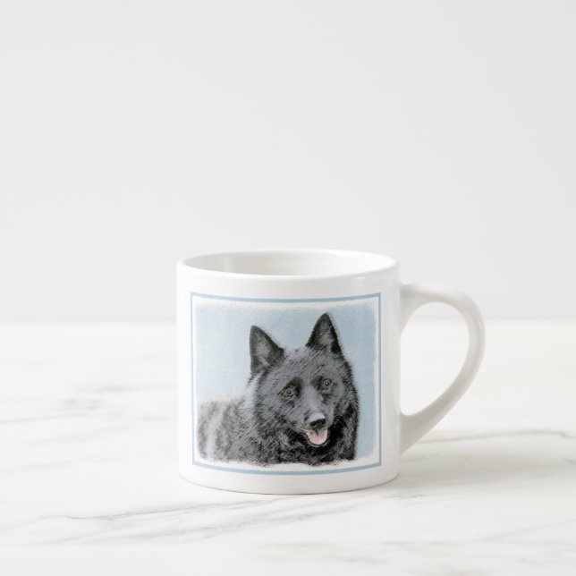 Schipperke Painting - Cute Original Hund Art Espressomugg (Höger)