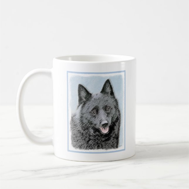 Schipperke Painting - Cute Original Hund Art Kaffemugg (Vänster)