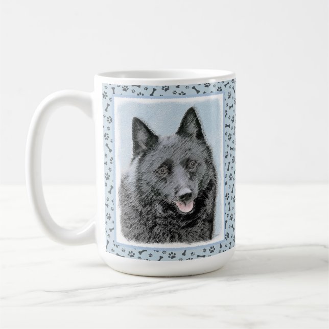 Schipperke Painting - Cute Original Hund Art Kaffemugg (Vänster)